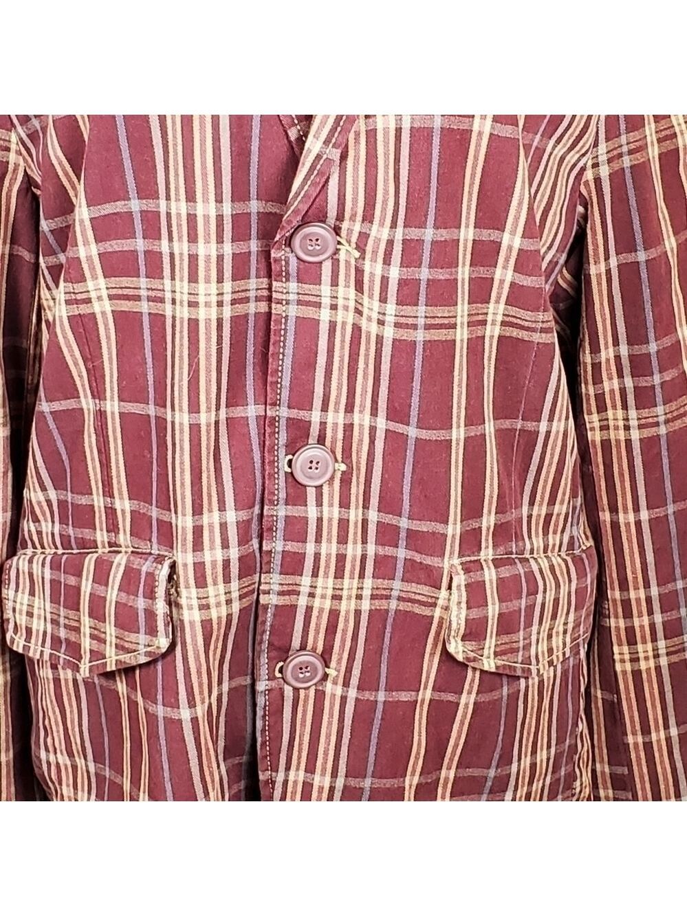 NWY Buffalo David Bitton jacket, maroon w/multicolored plaid, size M - Picture 5 of 7